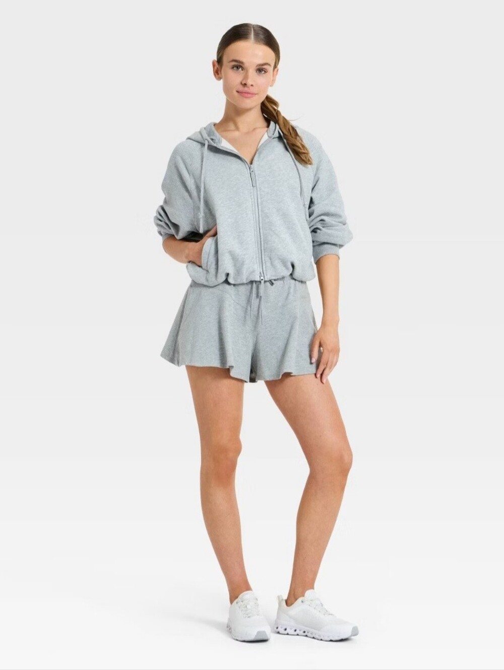 Women's French Terry Flowy Shorts - JoyLab Heather Gray - Picture 4 of 5